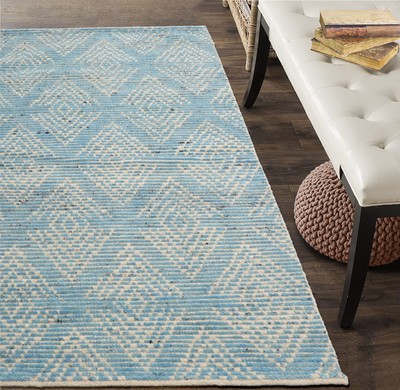 LoomBloom 3'x5' Blue Hand Knotted Afghan Moroccan Modern Tribal Wool Rug