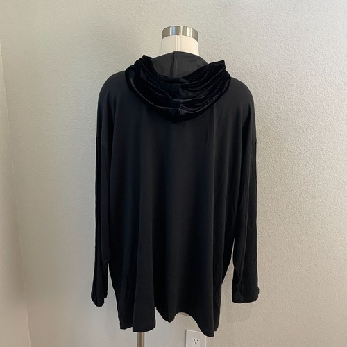 NUOVO Eileen Fisher Donna Più 3X Velluto Con Cappuccio Box Top Nero Pullover Felpa - Foto 10 di 18