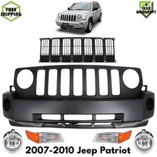 Front Bumper Cover Primed Plastic Fog Lights Kit For 2007-2010 Jeep Patriot