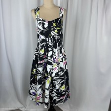 New Directions Racer Back Midi Dress Sz 10 Colorful Abstract Fit And Flare