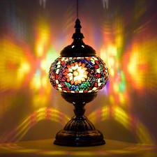 Turkish Lamp Vintage Table Lamp with Tiffany Style, Handmade Moroccan Mosaic ...