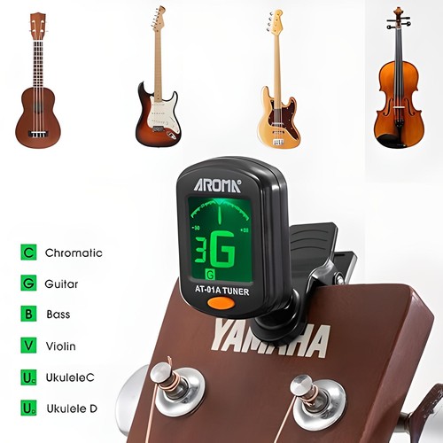 LCD Clip on Cromatic Chitarra Acustica Elettrica Basso Ukulele Banjo Accordatore Violino - Foto 2 di 9