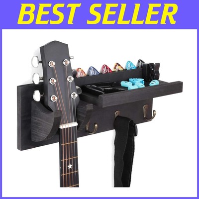 Distressed Guitar Hanger with 3 Hooks, Vintage Black
