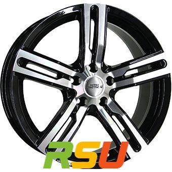 Inter Action Kargin schwarz poliert 6.5x16'' ET45 LK5 118 ML 71.1 Alufelgen 16...