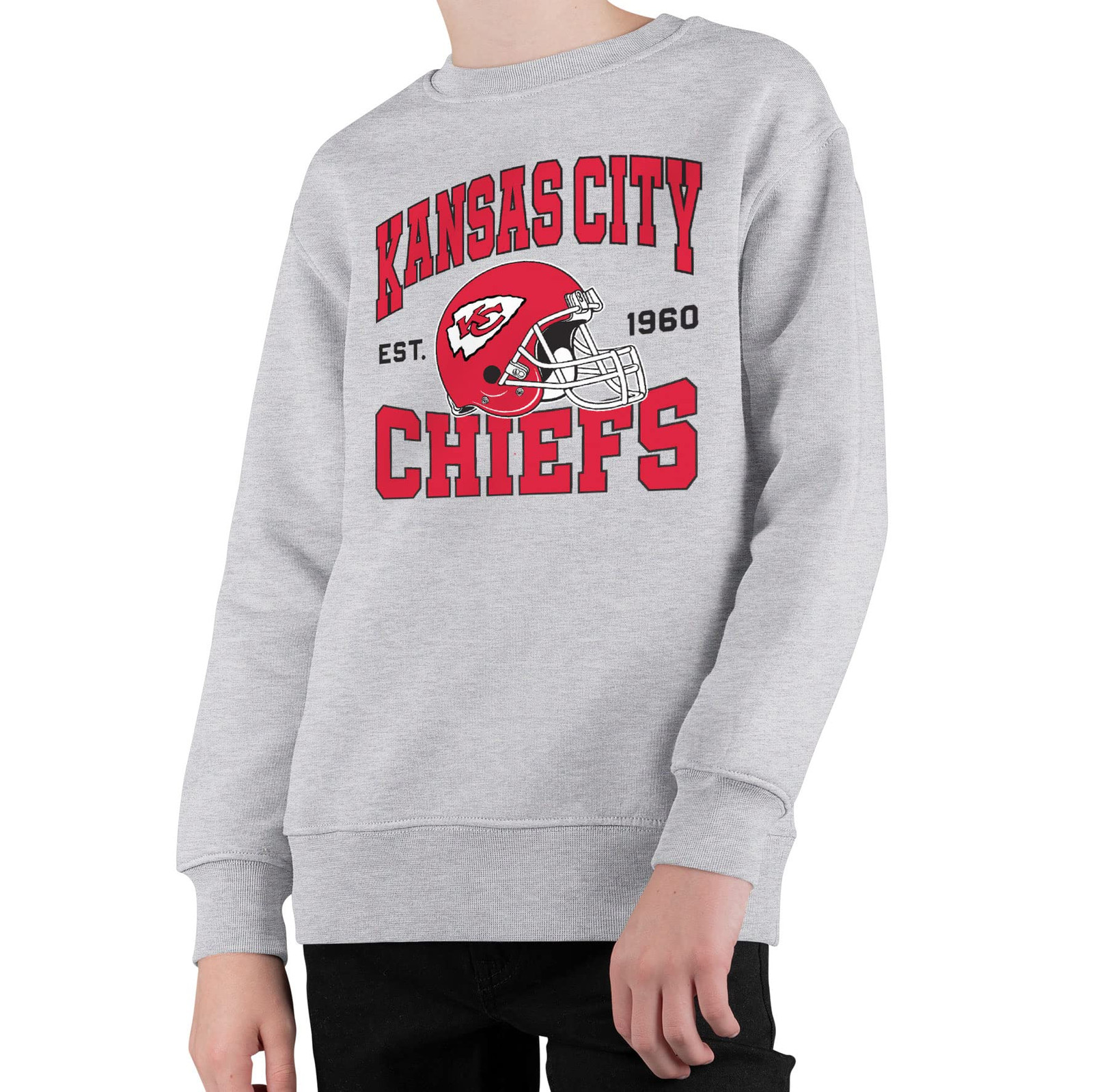 Clothing x NFL - Kansas City Chiefs - Team Helmet - Kids Crewneck Fleece Swea...