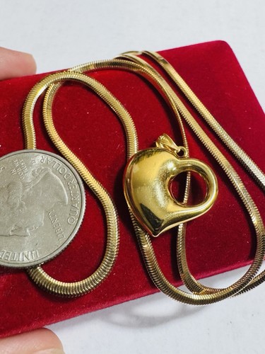 18K 750 Real Fine Pure Gold Snake Chain Heart Necklace 19.5/20” long 9.5g 3.2mm - Picture 17 of 24