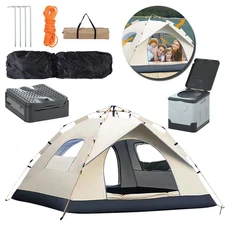 2-4 Person Full Automatic Pop up Tent for Family Camping Hiking W/Privacy Toilet