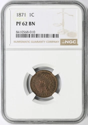 1871 Proof 1c Indian Cent NGC PF62BN