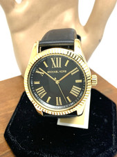 Michael Kors Women's Watch MK4748 Lexington Quartz Gold Black Leather Band 38mm