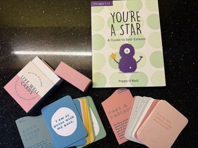 Live well CARDS Inspirational thoughful prompts + YOU'RE A STAR Self esteem BOOK