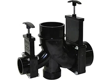Valterra T83 Double RV Sewer Waste Valve Elbow 3"/1-1/2"/2" Hubs x 3" Spigot