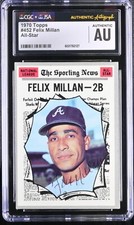 Felix Millan Signed 1970 Topps All Star Card #452 Atlanta Braves CGC AU JSA Auto