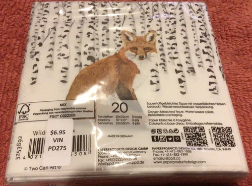 Paperproducts Design Wilderness Fox Cocktail Napkins