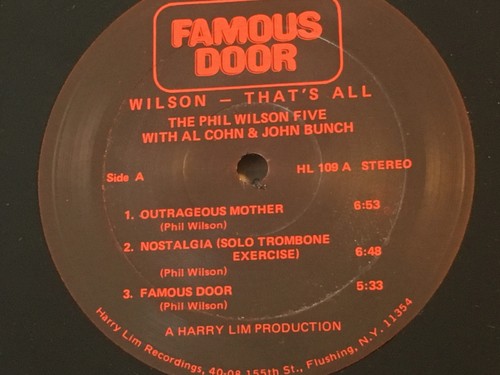 PHIL WILSON - Wilson - That's All ~ BERÜHMTE TÜR 109 {Original} mit Al Cohn, Bündel SCHÖN - Bild 5 von 5