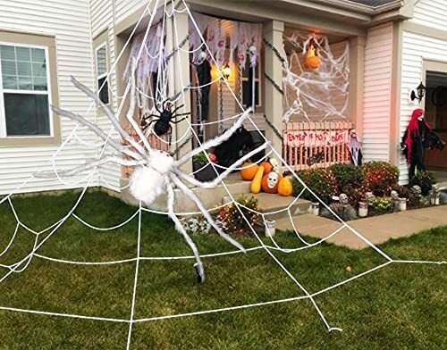 Giant Halloween Hairy Spider,Realistic Scary White Spider Props 1pcs White - Picture 8 of 8