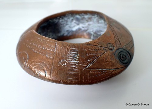 African Bangle Antique Tribal Bronze Brass Manilla Bracelet Cuff Currency - Foto 7 di 13