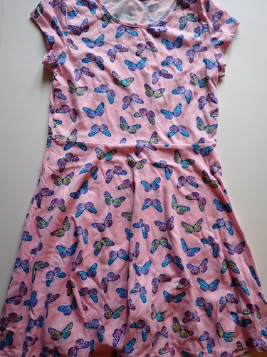 Girls Children's Place Size Large 10/12 Dress Pink Butterfly Short Sleeve Casual - Picture 1 of 19
