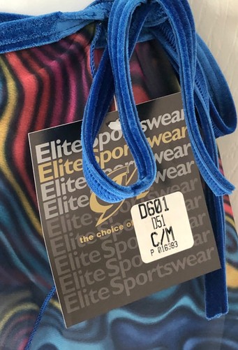 GK DANCE BALLET WRAP SKIRT CHILD MEDIUM ABSTRACT WAVE PATTERN BLUE VELVET TIE CM - Picture 3 of 5