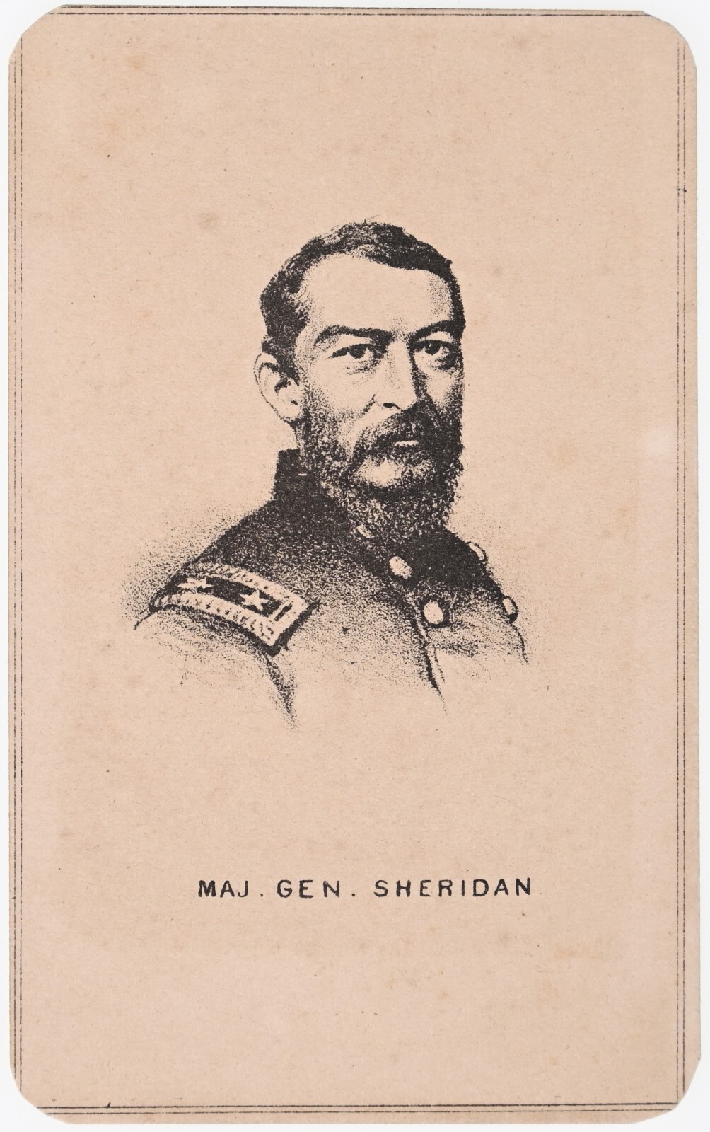 ANTIQUE CDV CIRCA 1860s MAJOR GENERAL SHERIDAN CIVIL WAR ALBUM PRINT