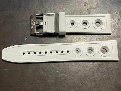 NEW OEM BREITLING OCEAN RACER WHITE RUBBER STRAP 22-20 W/ BUCKLE - Picture 4 of 4