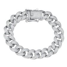 Hiphop 5A Zircon Miami Cuban Chain Bracelet for Men 925 Sterling Silver Gift