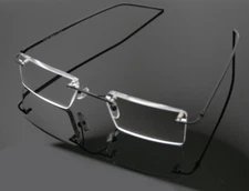 Thin Rectangle Rimless Readers with Anti-Reflective AR Coating Reading Glasses