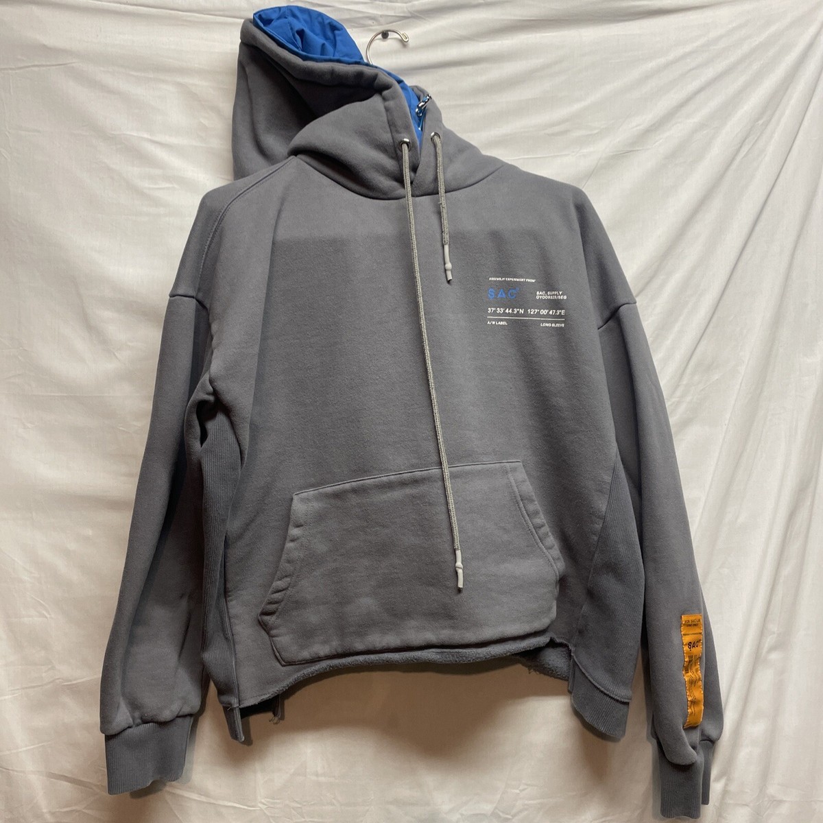トップス n Steady Assembly Code Hoodie Medium Crop Lines Hood Gray Japanese