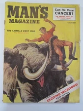 Man's Magazine v. 1 #6, Aug. 1953 GD  Elephant Attack Cover! Large Format!