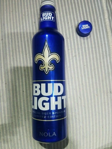 Bud Light NFL 2019 New Orleans Saints aluminum beer bottle