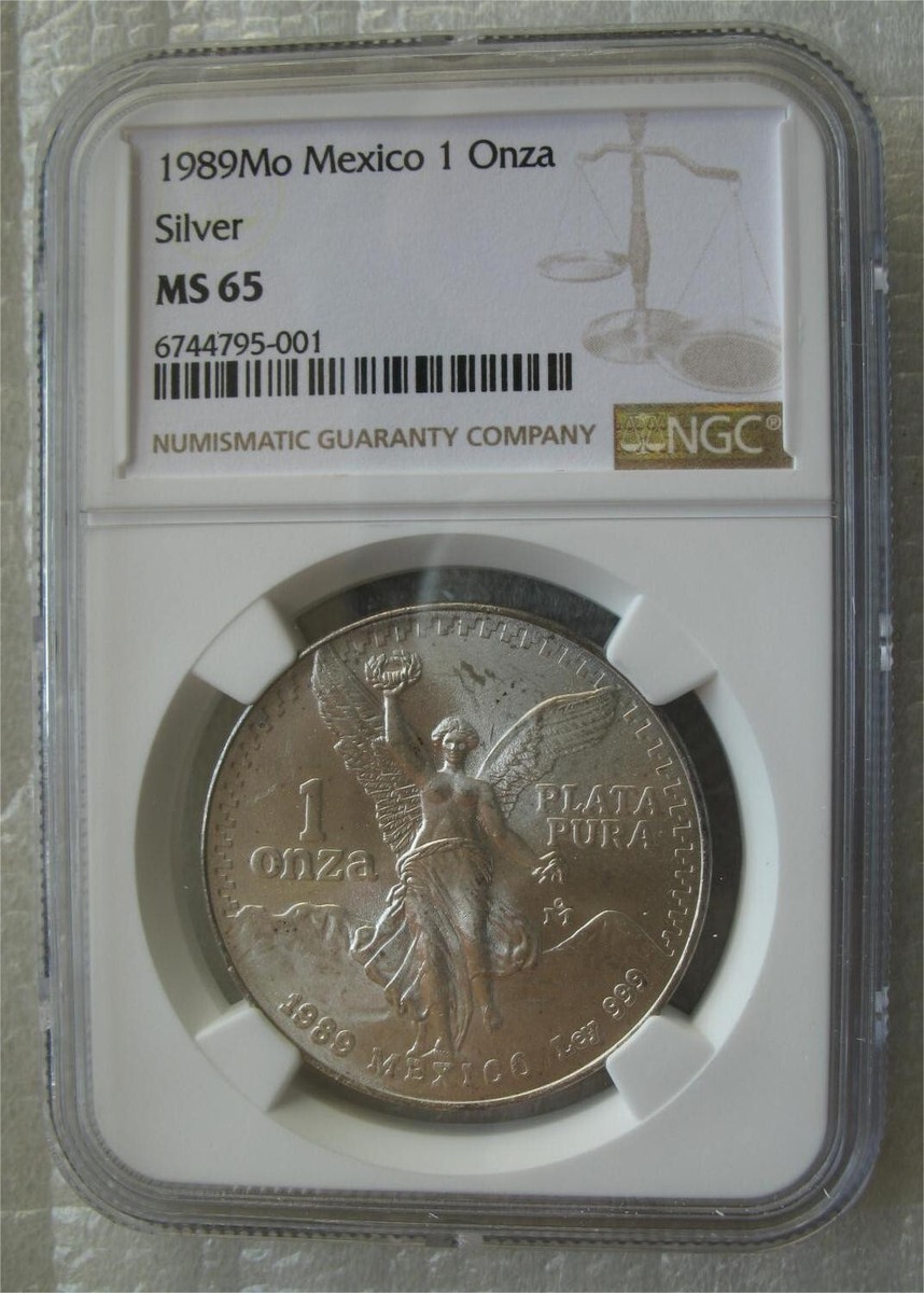 Mexico 1989 Libertad Silver Coin 1Onza WITHOUT DOT in
