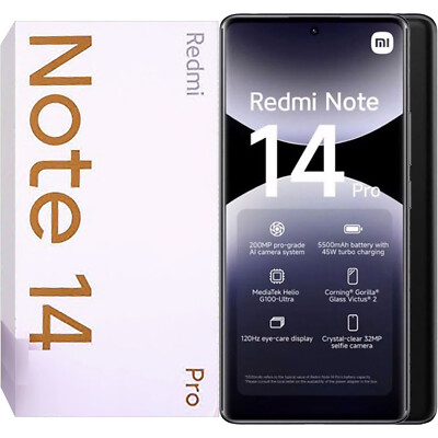 Xiaomi Redmi Note 14 Pro 4G Midnight Black 256GB + 8GB Dual-SIM Unlocked NEW