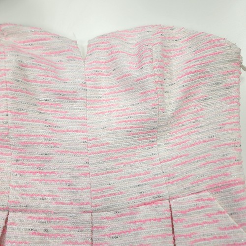 MOULINETTE SOEURS Dress Size 6 Pink Fit & Flare Silver Tweed Metallic Strapless - Picture 7 of 12
