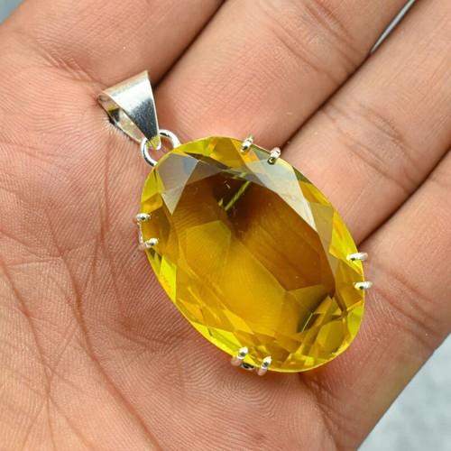 Schöne Zitrone Topas Edelstein 925 Sterling Silber Handgemacht Anhänger As- 16 - Bild 3 von 5