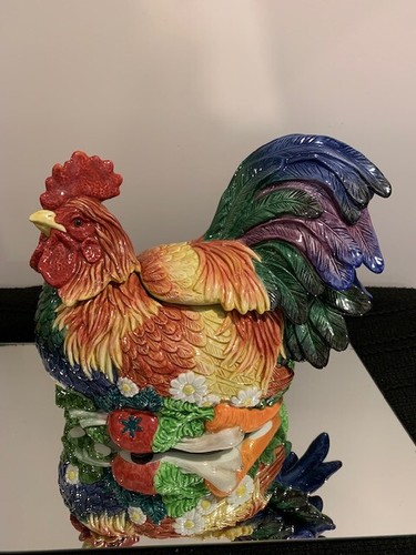 FITZ & FLOYD Coq Du Village ROOSTER TUREEN WITH LID AND LADLE EXCELLENT CONDITIO - Picture 17 of 17