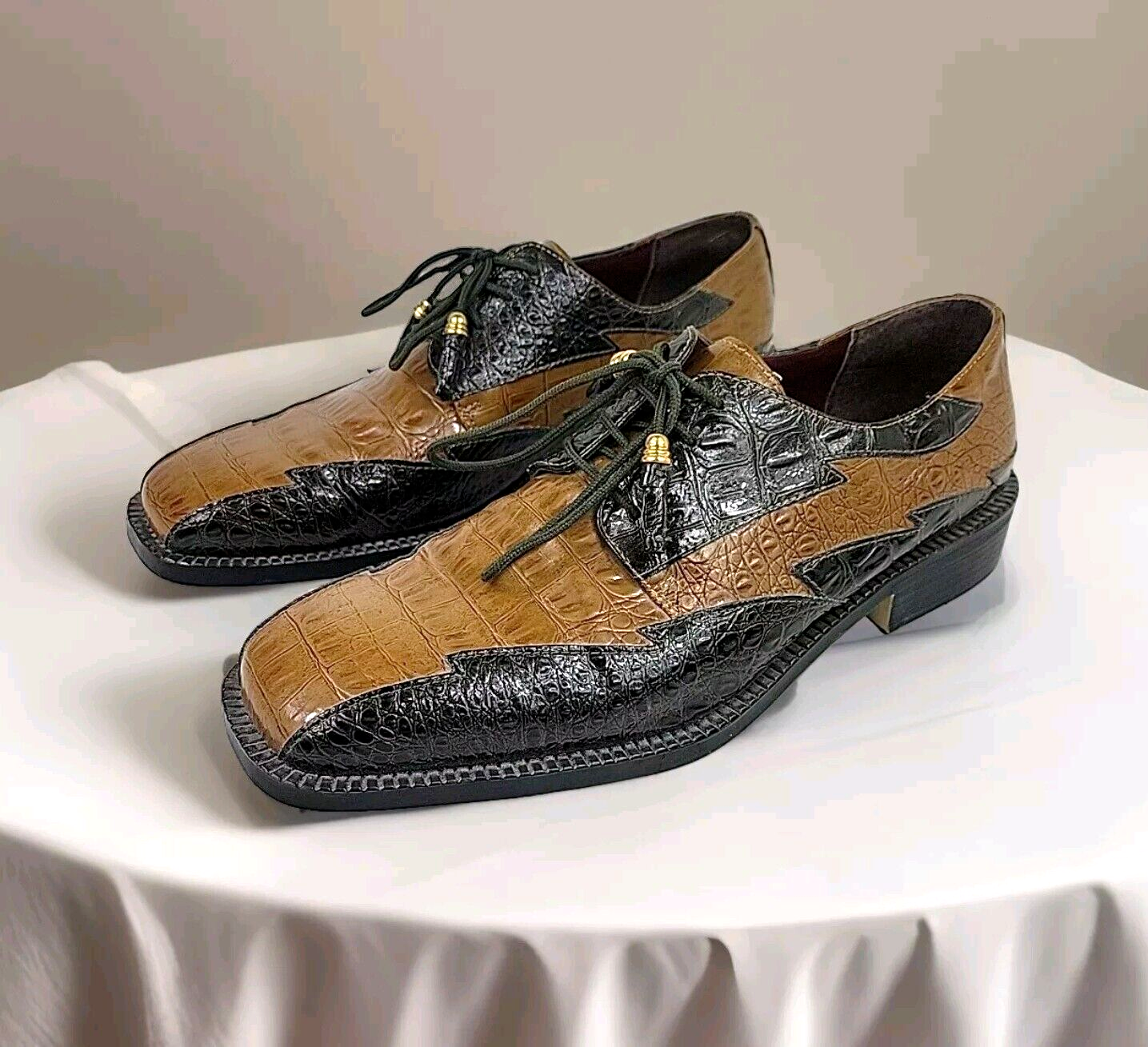 SAOLA Scarpe eleganti uomo PLATINUM 2 toni taglia 12 stringate ecopelle rockabilly