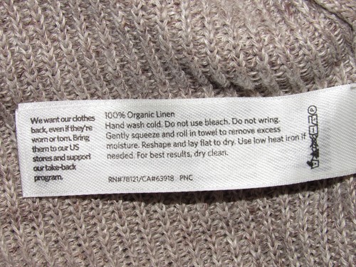 Eileen Fisher Khaki Oatmeal Organic Linen Sleeveless Sweater Knit Top L - Picture 4 of 4