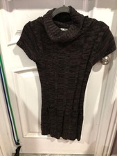 Ambiance Apparel Brown Cap Sleeve Cowl Neck Sweater Dress Medium