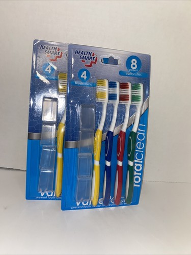 Health Smart Value 2er-Pack weiches Zahnbürsten-Set HS-01123 (4 Bürsten 4 Abdeckungen) 2er-Pack