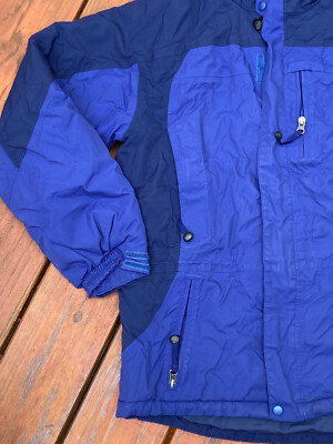 Vtg LL Bean Jacket Parka Small Hideaway Hood Lined Full Zip