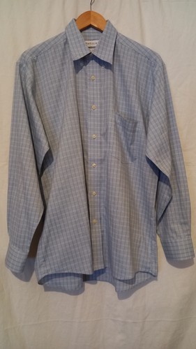 Vanheusen mens 55% cotton 45% polyester blue/white long sleeve shirt size 15.5" - Picture 3 of 10