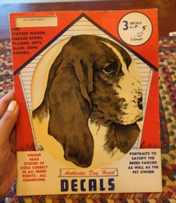 Vintage Basset Hound 1971 Dog Art Decal By D.K. Dennis RARE!!