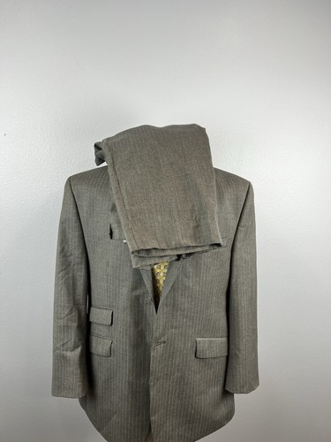 Calvin Klein Men’s Light Gold Pencil Stripe Wool Suit Size 42 S Pants 36 X 28 - Picture 15 of 15