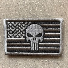 PATCH KLETT FLAGGE FAHNE US-ARMY USA PUNISHER SKULL TOTENKOPF - NEU - GRAU
