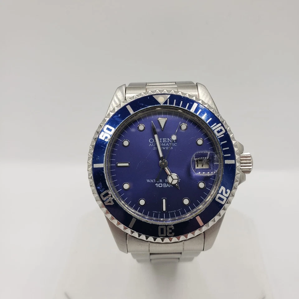 Relógio Japão Oriente Relógio Japonês Mergulhador Automático Masculino Vintage Azul Mergulhador Oriente - Imagem 3 de 4