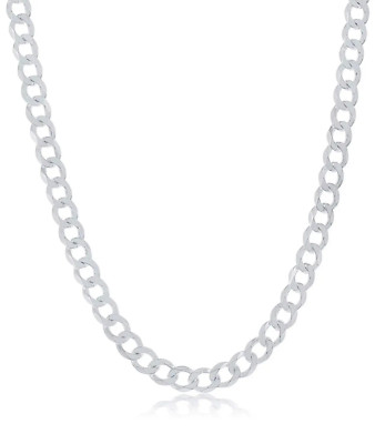 ADIRFINE 925 Solid Sterling Silver 5mm Curb Cuban Link Chain Necklace