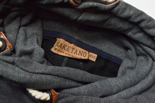 NAKETANO Hoodie Women's XS/S Pullover Elastic Waist Hooded Melange Grey - Picture 4 of 9