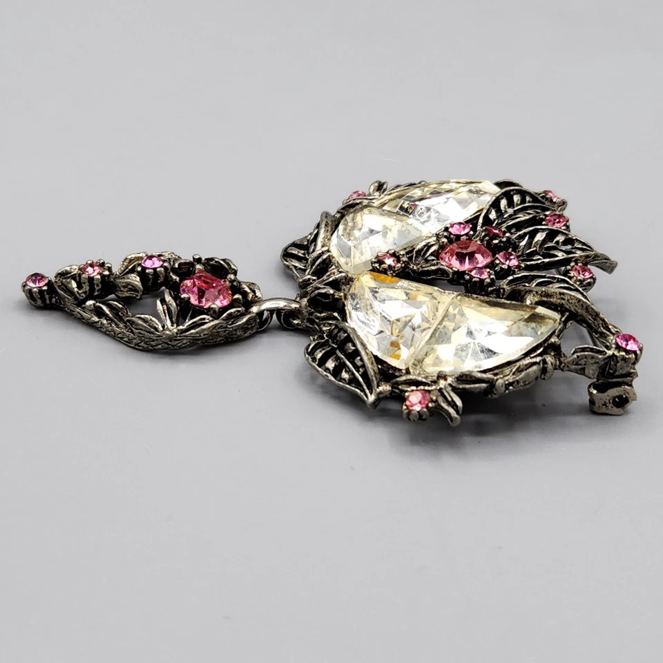 Vintage Pie Cut Clear and Pink Rhinestone Whatever-This-Is Figural Brooch - Image 4 of 4