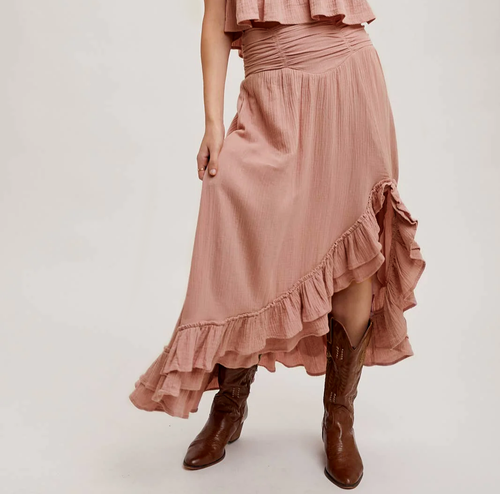Free People Augusta Rock S 6 Damen Freizeit Rüschen ausgestellt Boho Midi NEU 38626