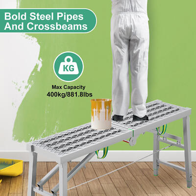 Portable Folding Work Scaffolding Platform Drywall Ladder 880LBS Non-slip Bench-
