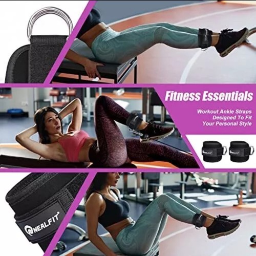 Knöchelriemen für Kabelmaschine, Gym Fußfessel für Kickbacks, Bein einzeln schwarz - Bild 3 von 3